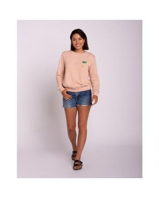 Olow Pink Embroidered Sweatshirt For Women