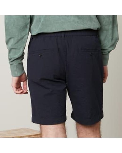 Hartford Blue Tank Slim-fit Seersucker Drawstring Shorts for men