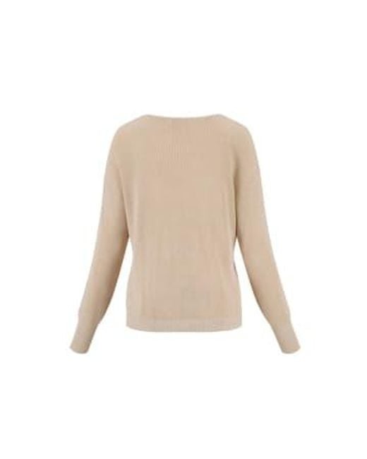Zusss Natural Finely Knitted Sweater With V-neck Large