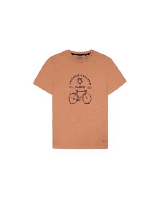Faguo Brown Arcy Cotton T-shirt 'seaside Cycling' for men
