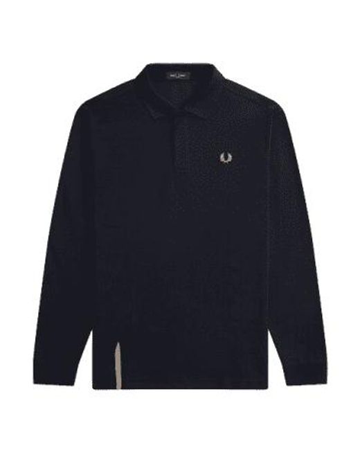 Fred Perry Blue Hem Detail Long Sleeved Polo
