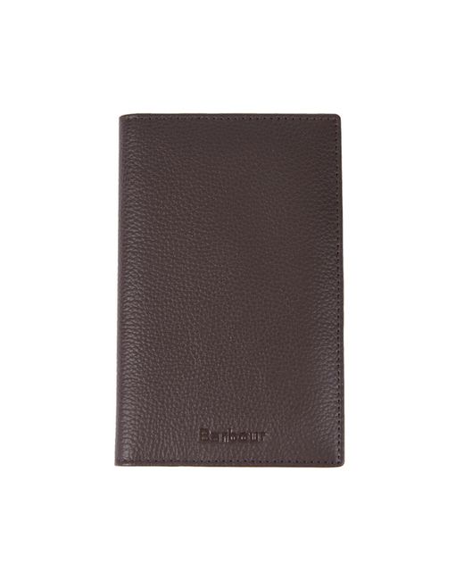 Barbour Kilnsey Leather Passport Cover Dark Brown Classic Tartan for men