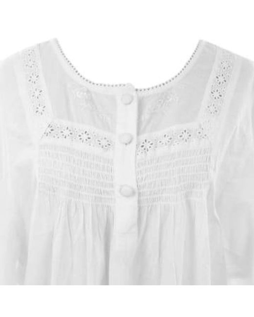 Powell Craft White Ladies Smocked Nightdress With Embroidery 'serenity' One Size