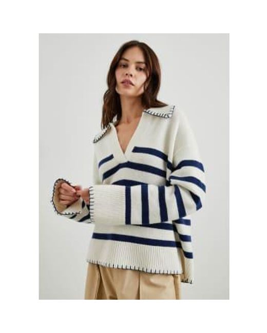 Rails Multicolor Athena Knitted Sweater Ivory Navy Stripe M