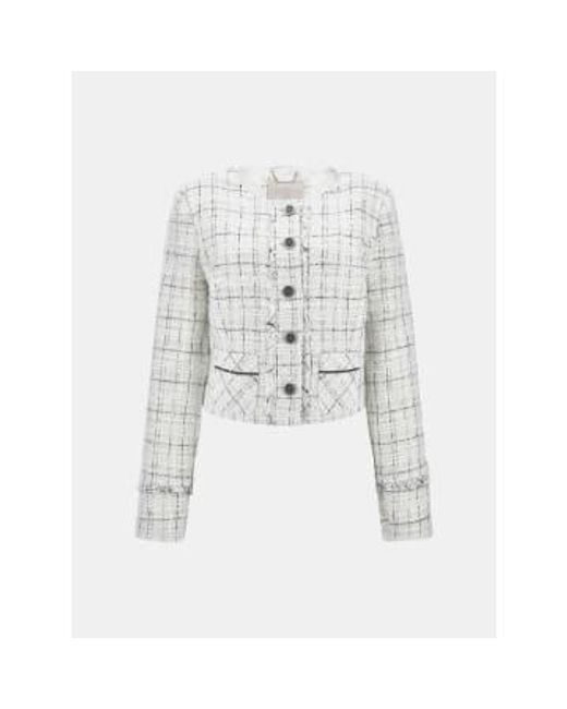 Sofia Tweed Jacket Or Check Tweed di Guess in White