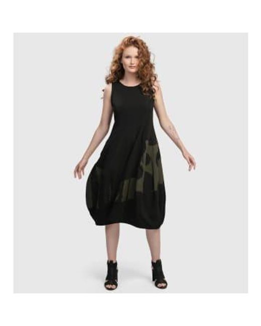 Alembika Black Sleeveless Dress With Khaki Skirt And Spots Xs