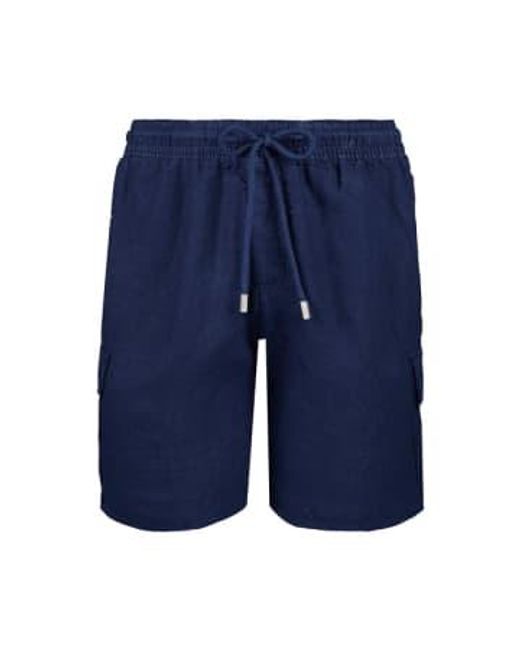 Vilebrequin Blue Baie Linen Cargo Bermuda Shorts for men