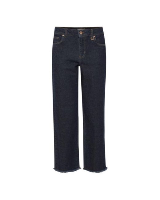 Pulz Jeans Un Washed Denim Emma Regular Crop Wide Leg Jeans in Blue | Lyst