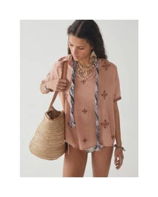 Allanis Embroidered Top Compass di MAISON HOTEL in Brown