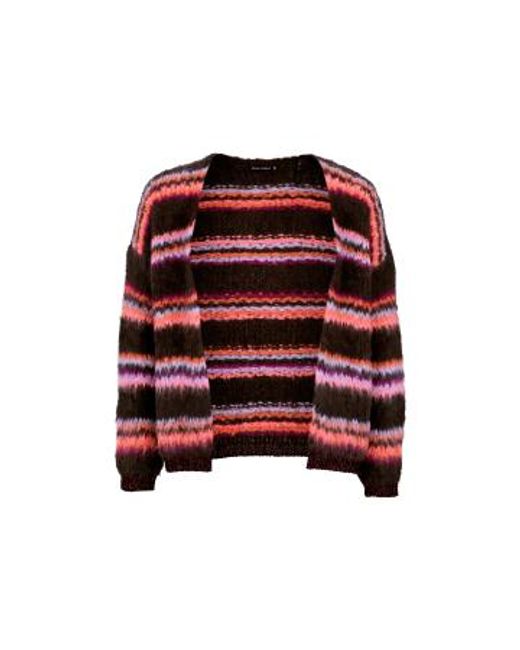 Black Colour Red Cayenne Striped Cardigan Onesize