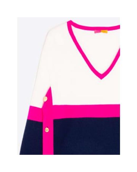 Bloque color suéter tejido punto ecru, army & pink Vilagallo de color Green