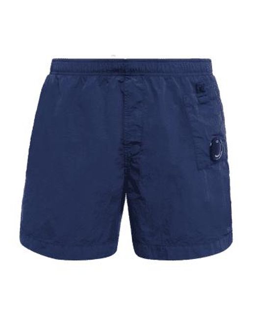 C P Company Blue Flatt Nylon Garment Dyed Swin Shorts Ink 46 for men