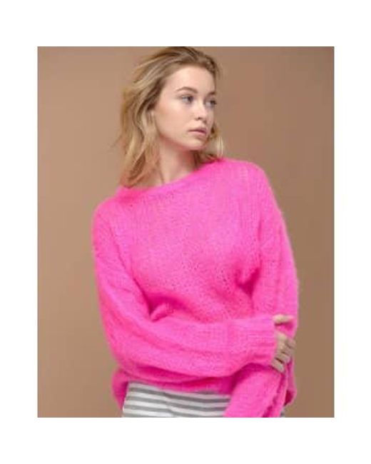 Noella Pink Delta-pullover in leuchtendem rosa