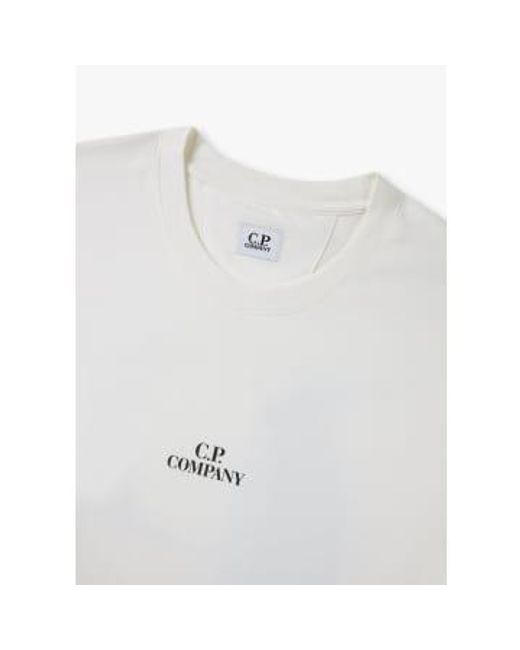 C P Company White S 30/1 Jersey Graphic T-shirt for men