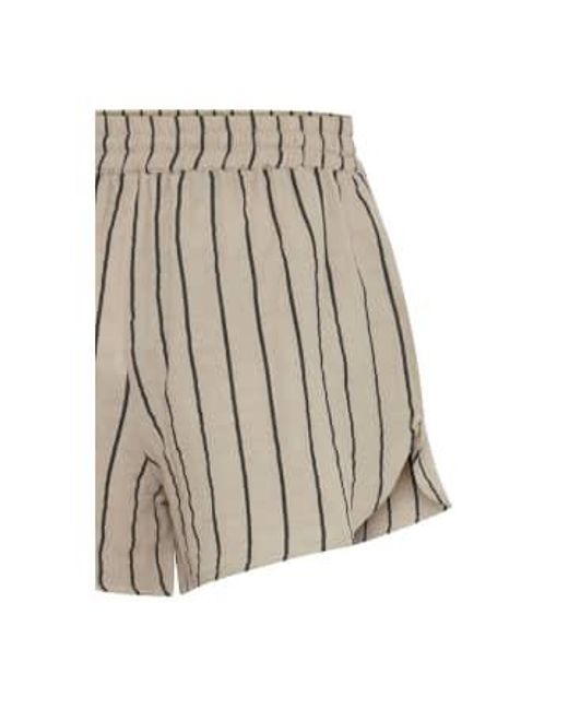 Ichi White Foxa Striped Beach Shorts-doeskin/ Stripes-20120964