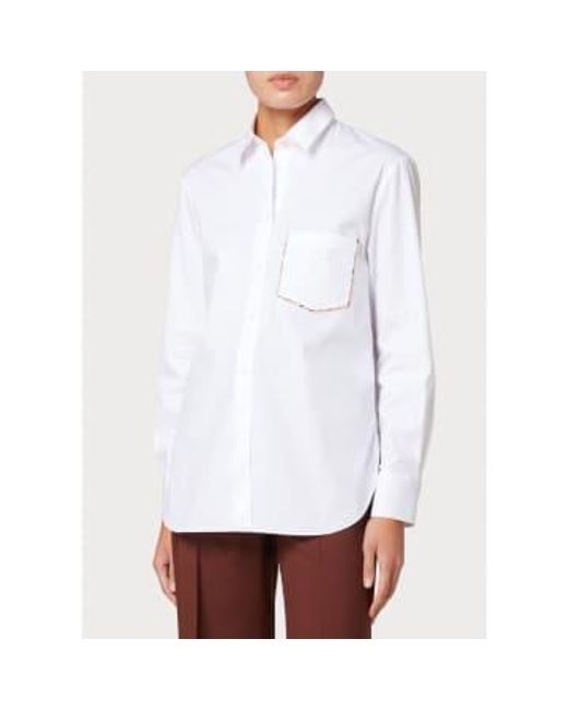 Paul Smith White Swirl Hem Detail Single Pocket Shirt Col: 01 , Size: 1 12 for men