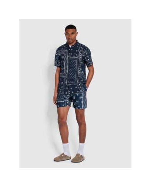 Colbert bandana print swim shorts en true Farah pour homme en coloris Blue