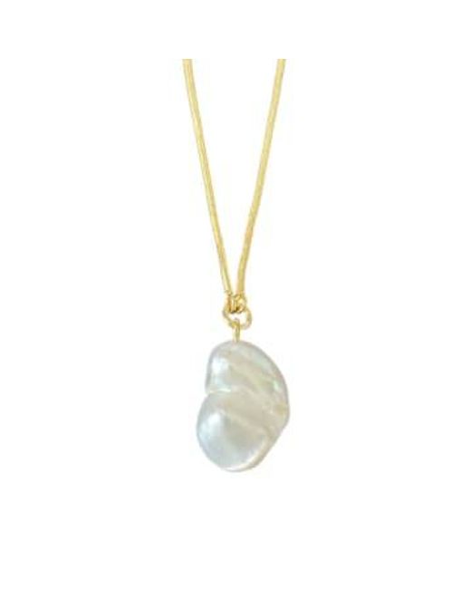 WINDOW DRESSING THE SOUL Metallic Wdts 925 Snake Chain Faux Pearl Pendant