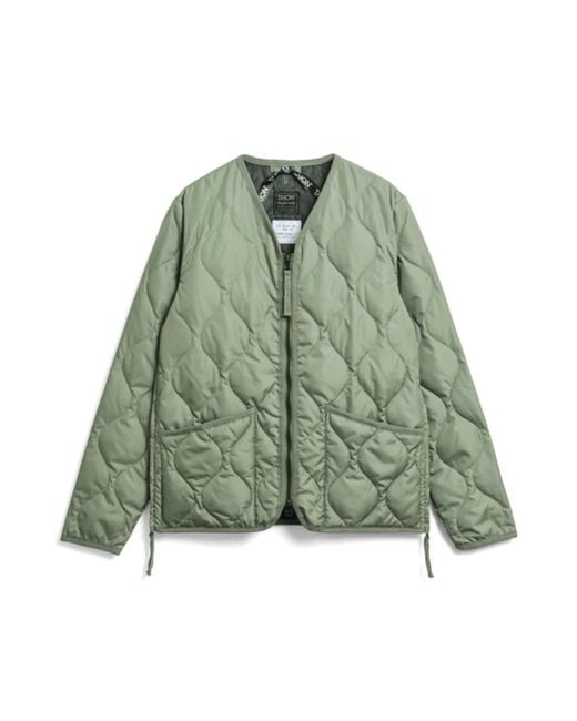 Taion Military Zip V-neck Down Jacket in Green for Men | Lyst