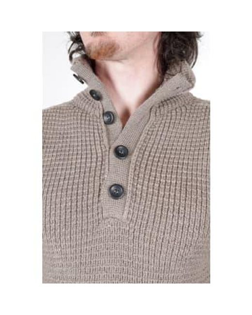 Hannes Roether Gray Half Button Sweater Beige Extra Large for men