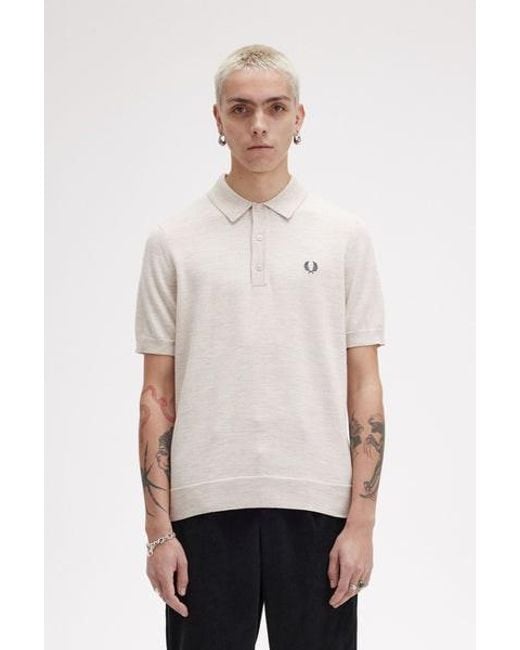 Fred Perry White Knitted Shirt for men