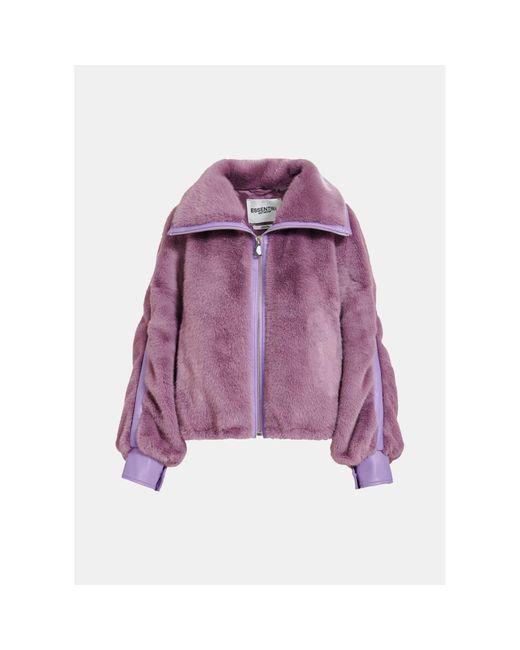 Erg Faux Fur Jacket In Purple di Essentiel Antwerp