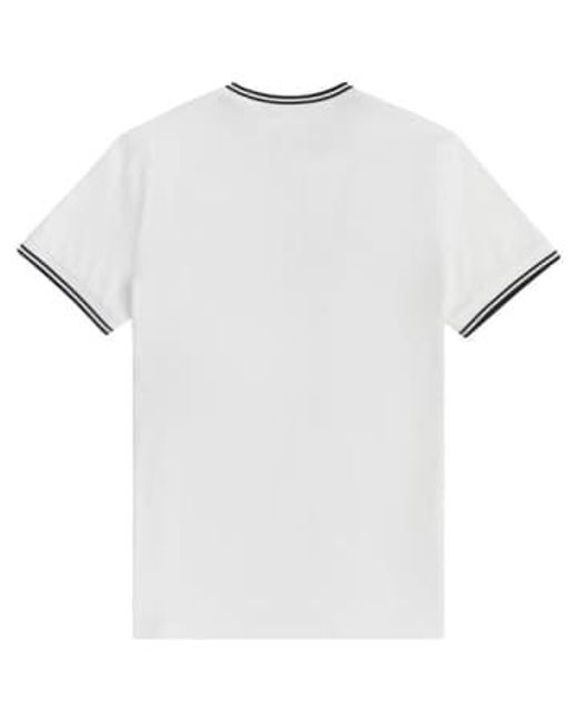 Twin Tipped T Shirt 4 di Fred Perry in White da Uomo