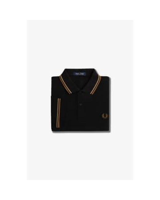 Slim fit twin tipped polo / warm stone / shad stone Fred Perry de hombre de color Black