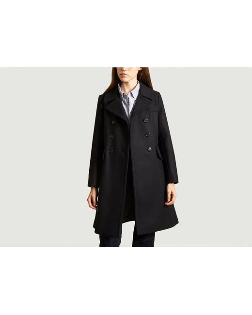 Manteau Long Neila Bleu Marine Jean Ba Sh En Coloris Noir Lyst