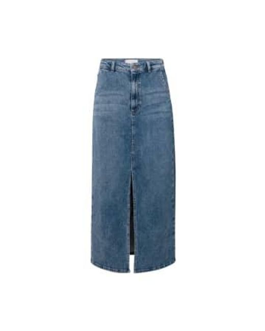 Yaya Blue Denim Maxi Skirt With Slit