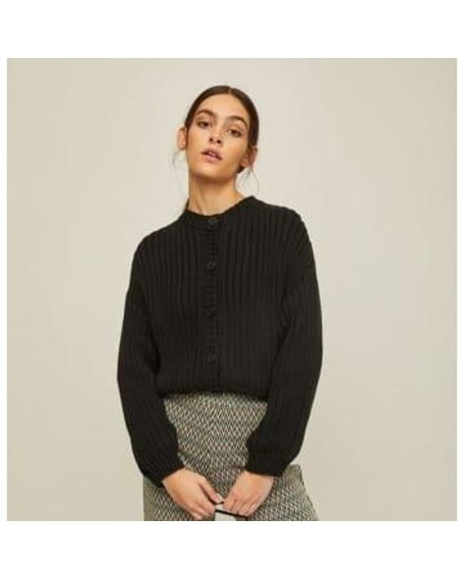 Rita Row Natural Open Knitted Cardigan And Black S