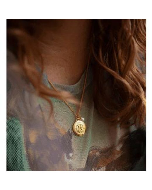 Claudia Bradby Metallic Plated Pearl Pisces Zodiac Necklace /