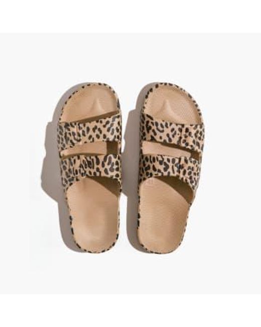 FREEDOM MOSES Natural Leo camel leopard print sandalen