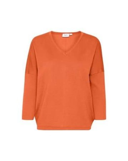 Saint Tropez Orange Milasz V Neck Sweater Tigerlily Xs