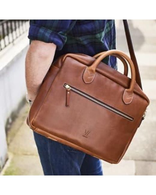 VIDA VIDA Brown Leather Laptop Bag Leather for men