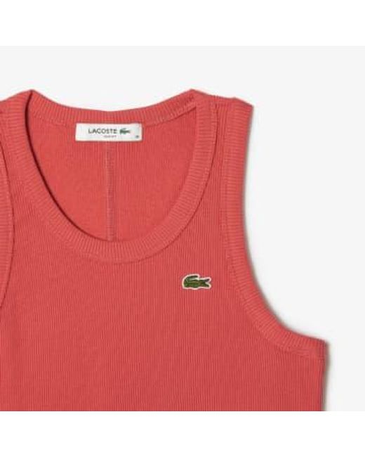 Women's t -shirt slim fit dans le coton écologique Lacoste en coloris Red