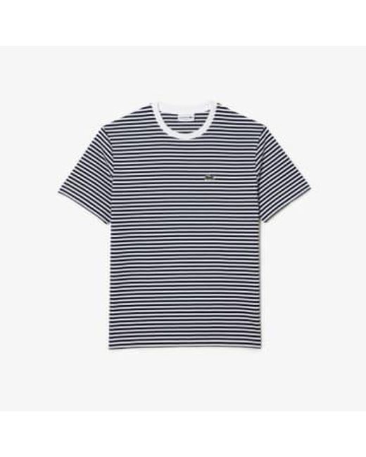 And White Cotton Heavy Striped T Shirt di Lacoste in Blue da Uomo