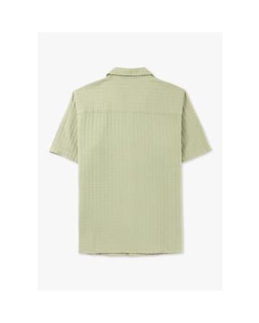 Wax London Green S Didcot Wave Stripe Short Sleeve Shirt for men