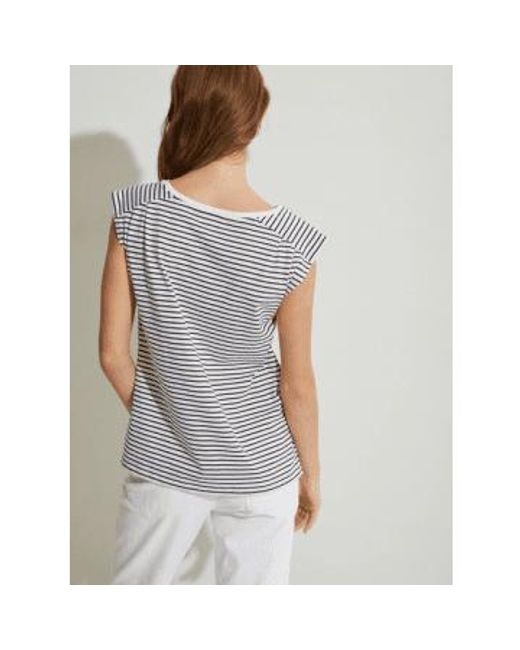 O Stripe T Shirt In Stripes From di Yerse in Gray