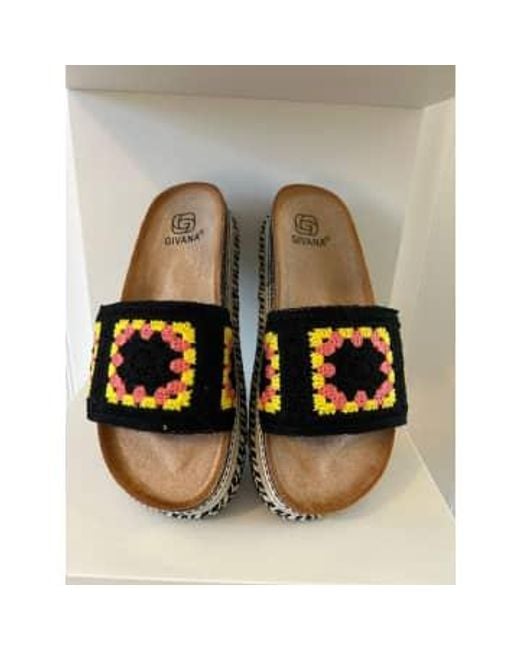 Givana Crochet Platform Sliders Shoes Mules Sandals di Anorak in Metallic