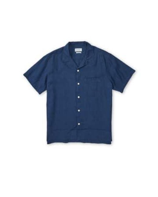 Oliver Spencer Blue Lawes Navy Havana Short Sleeve Shirt M for men