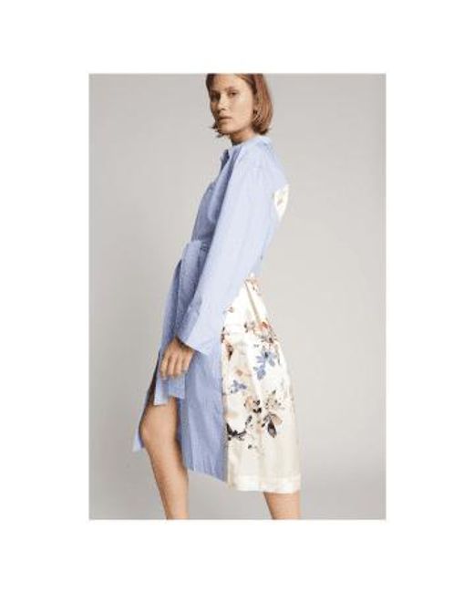 Munthe Blue Masseila Floral Back Striped Shirt Dress Col: /cream Multi, 10