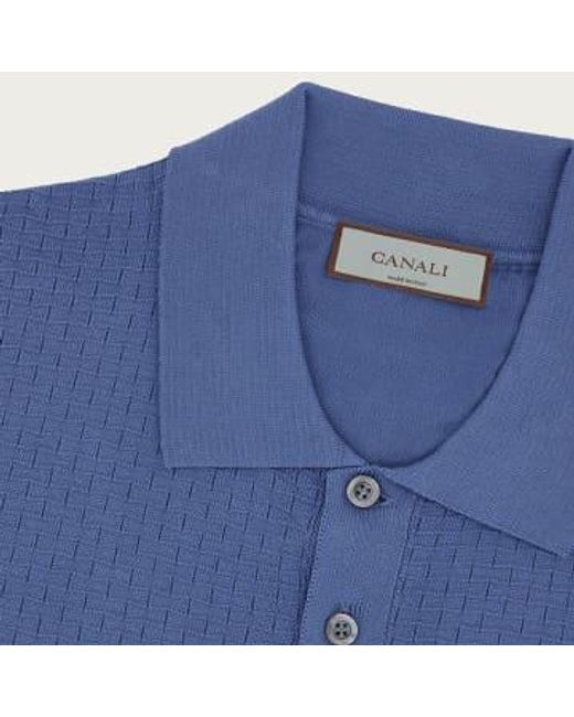 Canali Blue Air Ce Knitted Garment Dyed Polo Shirt C0127-mk02076-372 48 for men