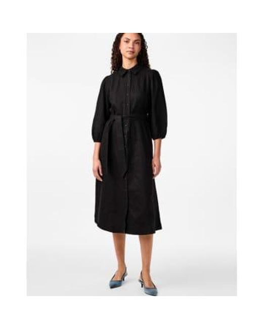 Y.A.S Black Flaxy 3/4 Linen Shirt Dress Xs