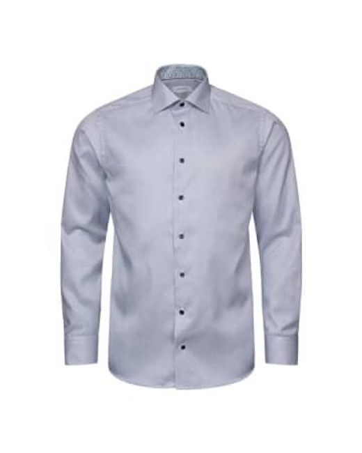 Dark Slim Fit Fine Striped Signature Twill Shirt 10001172325 di Eton of Sweden in Blue da Uomo