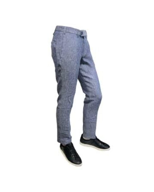 Hiltl Blue Tarent Slim Fit Linen Trousers for men