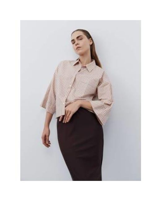 Over Sized Shirt Off Rosy Brown Stripe di Sofie Schnoor in White