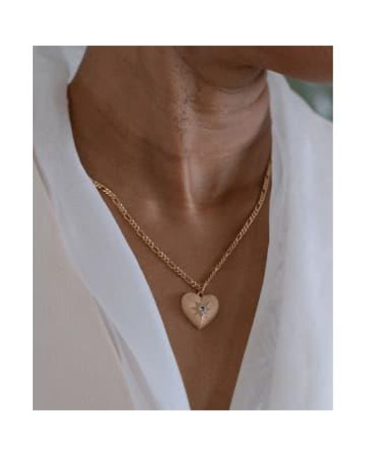 Zoe & Morgan Metallic Brave Heart Aquamarine Necklace Plated
