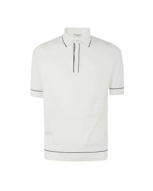 FILIPPO DE LAURENTIIS White Knitted Polo Shirt With Trim for men