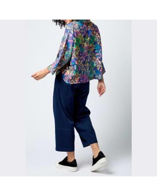 Sahara Blue Scattered Floral Linen Shirt Multi M/l